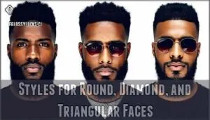 styles for round, diamond, and triangular faces
