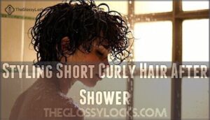 styling short curly hair after shower