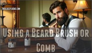 using a beard brush or comb