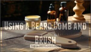 using a beard comb and brush