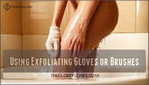 using exfoliating gloves or brushes