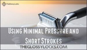 using minimal pressure and short strokes