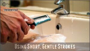 using short, gentle strokes