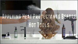 applying heat protectants before hot tools