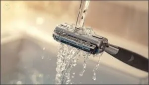 cleaning the razor between strokes