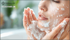 cleansing the skin to remove oil and bacteria