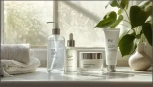 morning routine: cleanse, treat, moisturize, protect