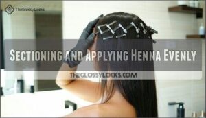 sectioning and applying henna evenly