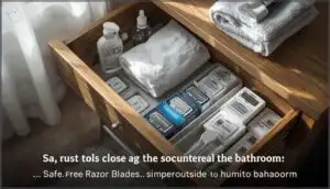 storing replacement blades outside the bathroom