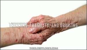 thinning, fragility, and bruising