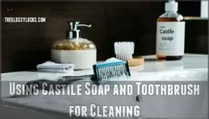 using castile soap and toothbrush for cleaning