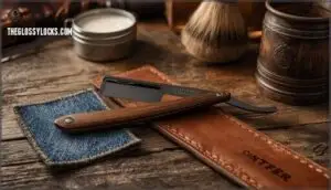 using leather strops and denim using leather strops and denim