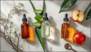 acne: tea tree oil, aloe vera, apple cider vinegar