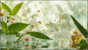 antioxidants and soothing botanicals (green tea, vitamin e)