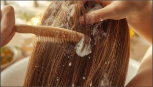 applying hair conditioner