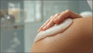 applying shaving cream or gel applying shaving cream or gel