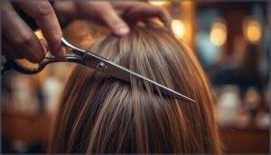 cutting and trimming severely damaged hair