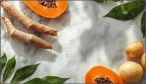 hyperpigmentation: licorice root, papaya, potato juice