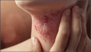 itching, redness, and pain