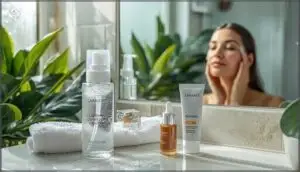 morning routine: cleanse, treat, moisturize, protect