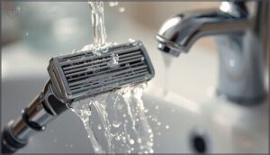rinsing and caring for the razor during shaving