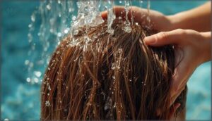 rinsing hair with clean water