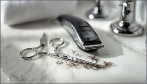 trim long hair to ease shaving