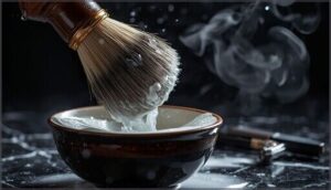 using a shaving brush using a shaving brush