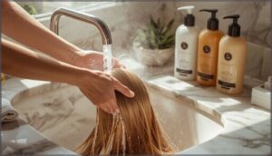 using lukewarm water and gentle motions using lukewarm water and gentle motions