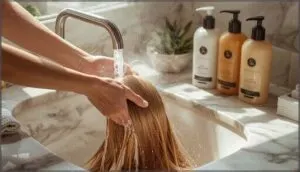 using lukewarm water and gentle motions