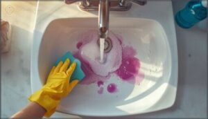 using soap and hot water using soap and hot water