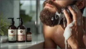 wash with gentle, beard-specific cleansers