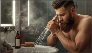 washing and preparing the beard