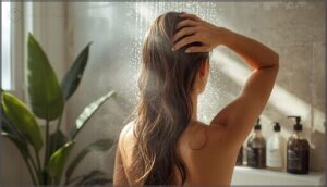 washing hair less frequently and with lukewarm water