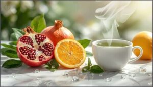 antioxidants: vitamin c, green tea, pomegranate
