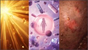 common triggers (sun, hormones, inflammation)