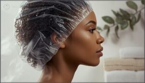 covering hair with a plastic cap or bag covering hair with a plastic cap or bag