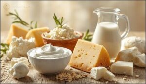 dairy proteins (milk, yogurt, cheese) dairy proteins (milk, yogurt, cheese)