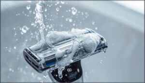 rinsing and cleaning the razor rinsing and cleaning the razor