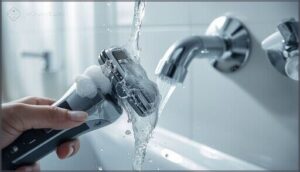 running and rinsing the shaver