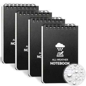 Waterproof Notebook, 4 Pack Top Spiral B0CSP6TM3M