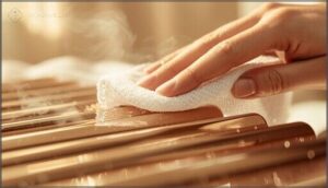 wiping down mostly cooled plates wiping down mostly cooled plates