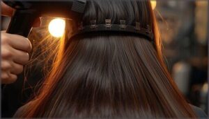 blow drying the bottom layers first blow drying the bottom layers first