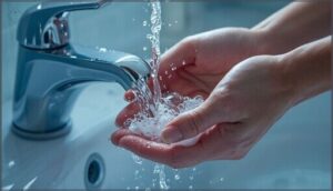 cleaning the cut with cold water cleaning the cut with cold water