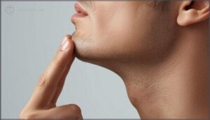 feeling the crease between jaw and neck feeling the crease between jaw and neck