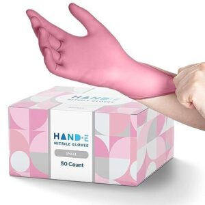 Hand E Touch Pink Nitrile Disposable B09WZRHYL7