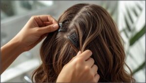 section hair for even drying section hair for even drying