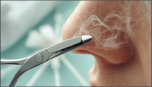 trimming with rounded-tip scissors trimming with rounded-tip scissors