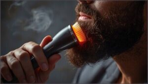 using a heated beard brush using a heated beard brush