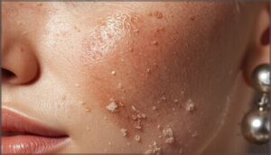 visible flakiness or rough texture visible flakiness or rough texture